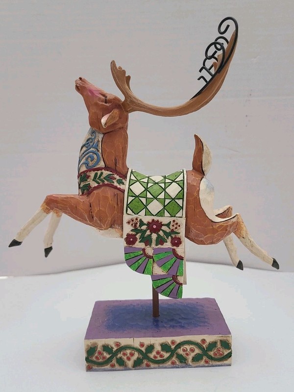 Jim Shore Heartwood Creek Dash Away Reindeer Green Blanket 2004