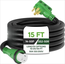 RV Power Cord, 14-50P to SS2-50R Generator Extension Cable