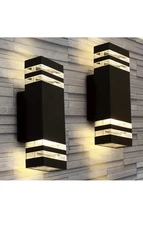 LANFU LED Wall Sconce Waterproof Porch Light 12W Black Modern Waterproof Wall...