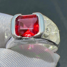 Red Ruby Gemstone Handmade Ring With 925 Sterling Silver Ring For Men's