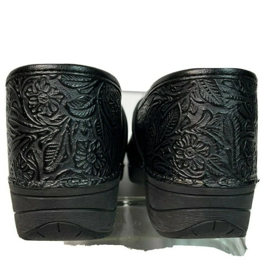 Dansko Clogs Shoes Women 11.5 12 US 42 EU Floral Black Tooled Leather XP 2.0 Pro - Image 3 of 4