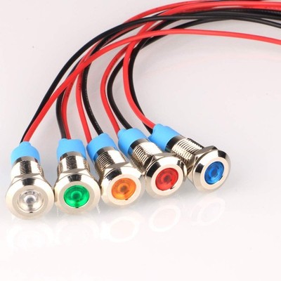 Gebildet 5er-Pack Weiße LED-Signalleuchten AC/DC 12–24V – Wasserdichte Metall-Kontrollleuchte Mit Kabel, 10 Mm Einbau