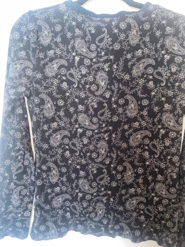 Top Y2K Estampado Gloria Desteñido Manga Larga Paisley Talla Grande Foto 3 de 4