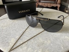 Women's Versace Shades Sunglasses, Black And Gold Framing