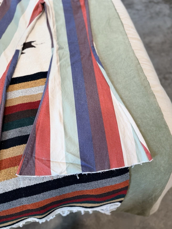 Pantalones acampanados a rayas I&B para mujer talla 6 retro estilo boho años 70 pantalones anchos campana Foto 3 de 4