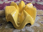 Vintage 1958 2qt FRANKOMA POTTERY yellow CASSEROLE WARMER stand base BEAN POT
