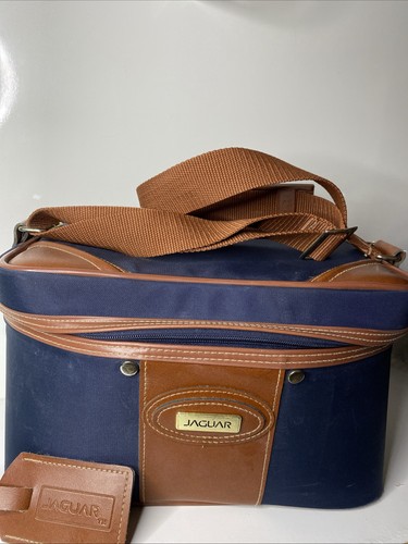 Vintage Jaguar Travel/storage Bag. Navy Blue With Leather Trim