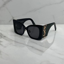 Saint Laurent SL M119 BLAZE-001 Black Gold YSL Logo Cat Eye AUTHENTIC Sunglasses