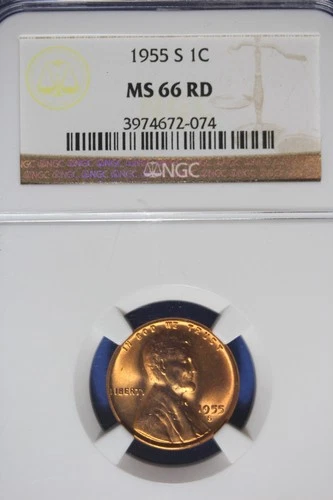 1955 S - NGC 1C MS66 RD LINCON WHEAT CENT #B50369