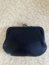 COACH VINTAGE BLACK/TAN LEATHER KISSLOCK COIN PURSE 7155