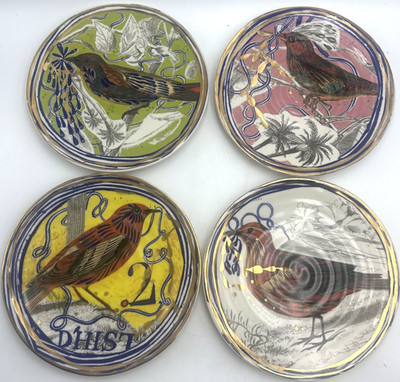 Ruan Hoffmann for Anthropologie Set of 4 Dream Birds 8'' Salad Dessert Plates