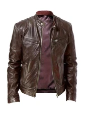 Café Racer Men's Leather Jacket Motorcycle Biker Genuine Sheep Skin Soft Leather