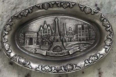 Isaac Decor Exclusif Creation Pewter Oval Trinket Dish Parisian Paris Signed