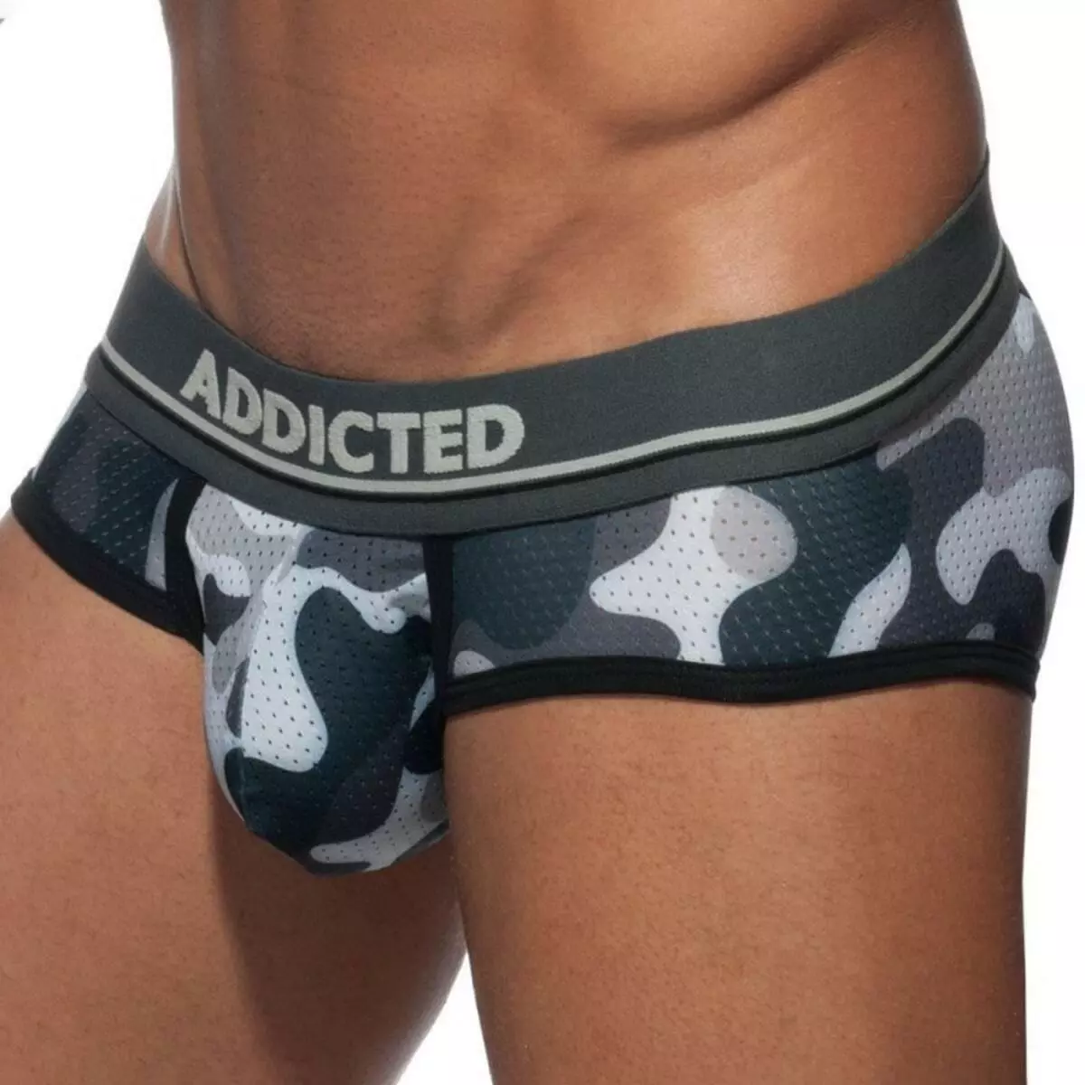 ADDICTED 'Camo Mesh Push-Up' Brief / Underwear Size M/32 Camouflage Gray  **NWT**