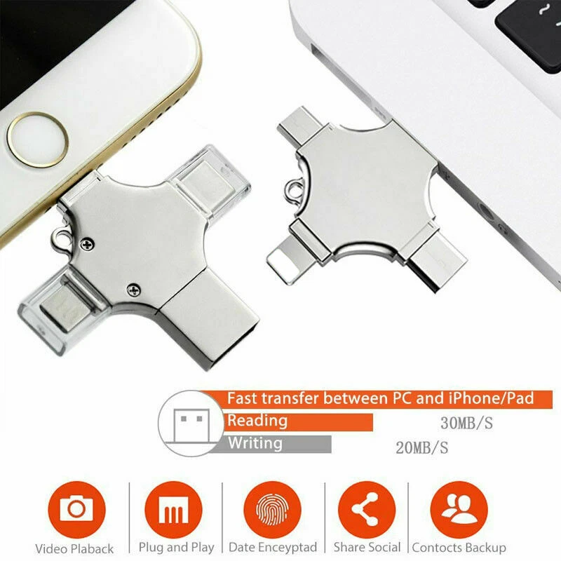 USB 128GB Flash Drive Type C 512 Memory Photo Stick for i Phone Android iPad Lot - Image 2 of 4