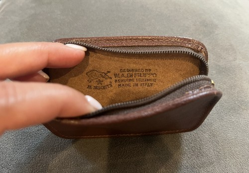 NEU Il Bisonte braune Leder Geldbörse Münzbörse Reißverschluss Gürtelschlaufe Vintage Lager - Bild 9 von 12