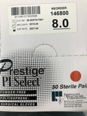 *1-Pack* Prestige PI Select DHD Polyisoprene Surgical 50 Sterile Gloves 146800