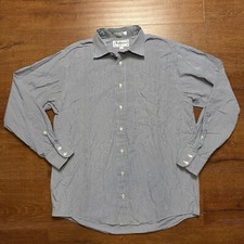 Vintage Burberry Button Up Shirt XL Blue Pin Stripe USA Made Long Sleeve Luxury