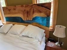 Handmade Epoxy Resin Headboard Solid Wood headboard Modern Bedroom furniture