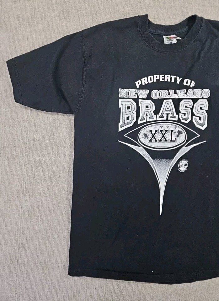 New Orleans Brass ECHL Hockey Crewneck Black Tshirt Medium Lofttees Hat