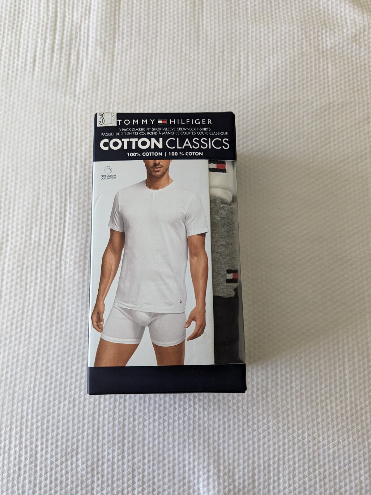 Tommy Hilfiger ~ Men's 3-Pack T-Shirts Crew Neck Undershirts Navy White Gray M.