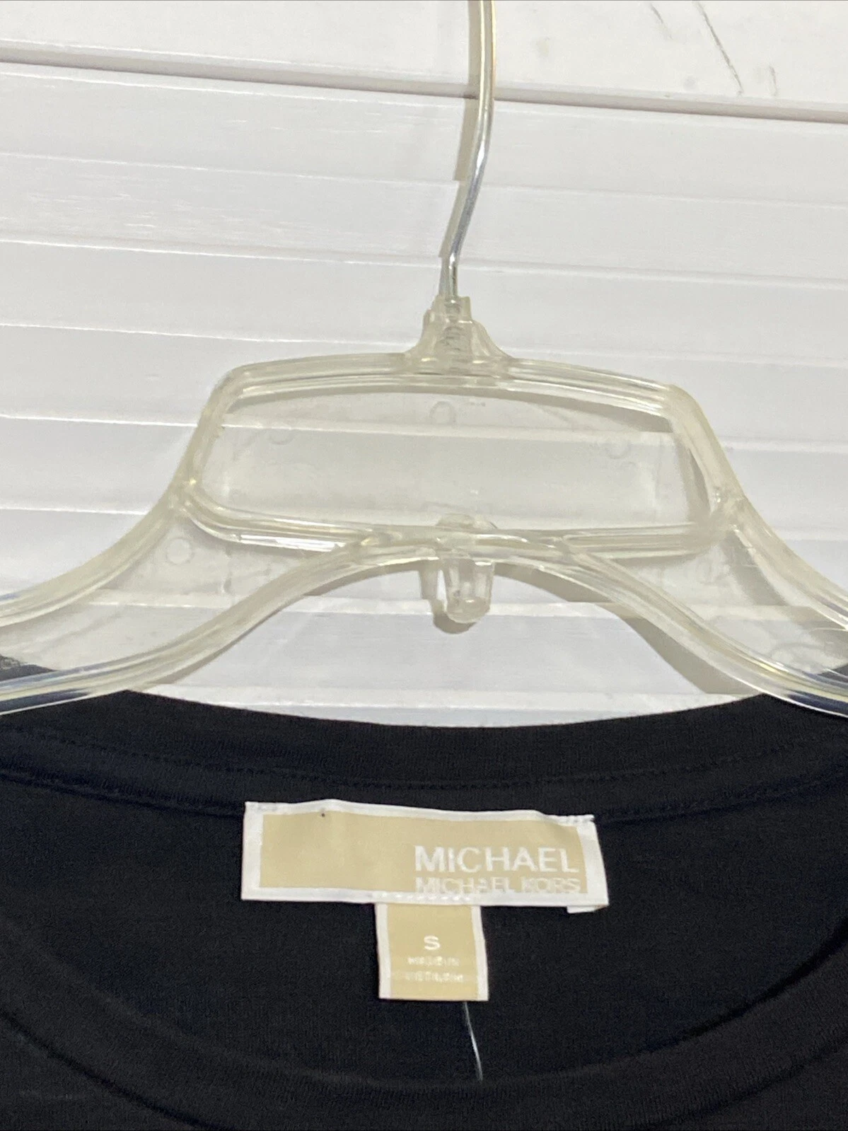 Abito Michael Kors donna S nero nuovo con etichetta body increspato manica lunga orlo con coulisse