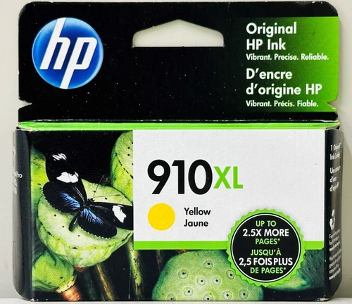 New Genuine HP 910XL Yellow In Retail Box Ink Cartridges OfficeJet Pro 8020 8025