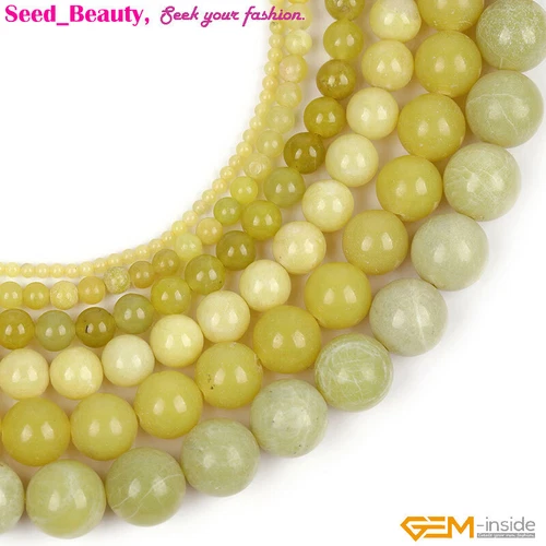 Wholesale Lemon Stone Natural Gemstone Round Loose Beads Jewelry Making 15" DIY