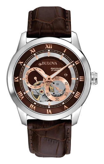 Bulova Classic Sutton Chrono Automatic Open Heart Brown Dial Men s Watch 96A120