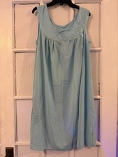 LORRAINE VTG ELEGANT Light Blue SLIPPERY NYLON NIGHTGOWN XL Grandma Core XL