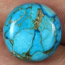 Natural Sky Blue Copper Turquoise Round Cab Loose Gemstone 08.50Cts 14x 14x 05mm