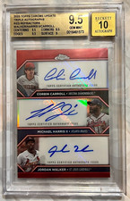 2023 Topps Chrome Update Triple Autograph Red Refractor Walker/Harris/Carroll/5