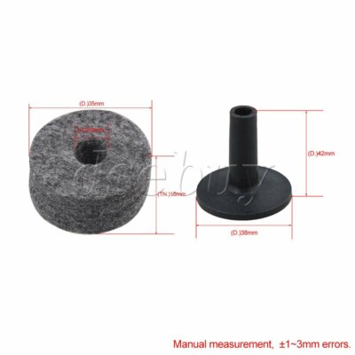 Drum Cymbal Felt Washers & Plastic Sleeves - Pack Of 10 Black Felt Washers For Drum Set