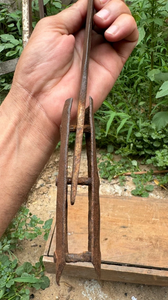 Antiguo aguijón elefante de hierro macizo tallado a mano de colección en manejo Ankush Foto 2 de 4