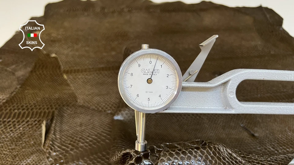 OLIVE ARMY GREEN SNAKE SHINY PRINT on Lambskin leather 5 skins 22sqf 0.5mm B5100 - Image 4 of 4