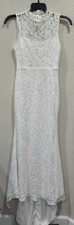 LULUS White Lace Sleeveless Open Back Mermaid Maxi Dress Size SMALL NWOT 