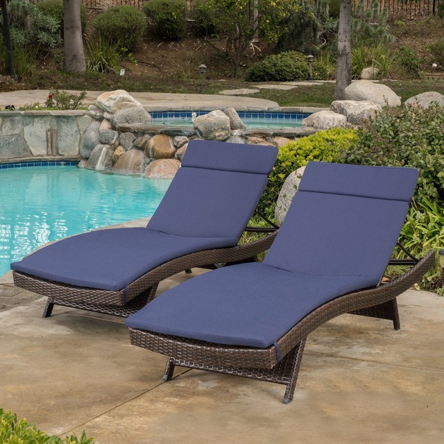 Lakeport Outdoor Adjustable Chaise Lounge Chairs w/ Cushions (set of 2
