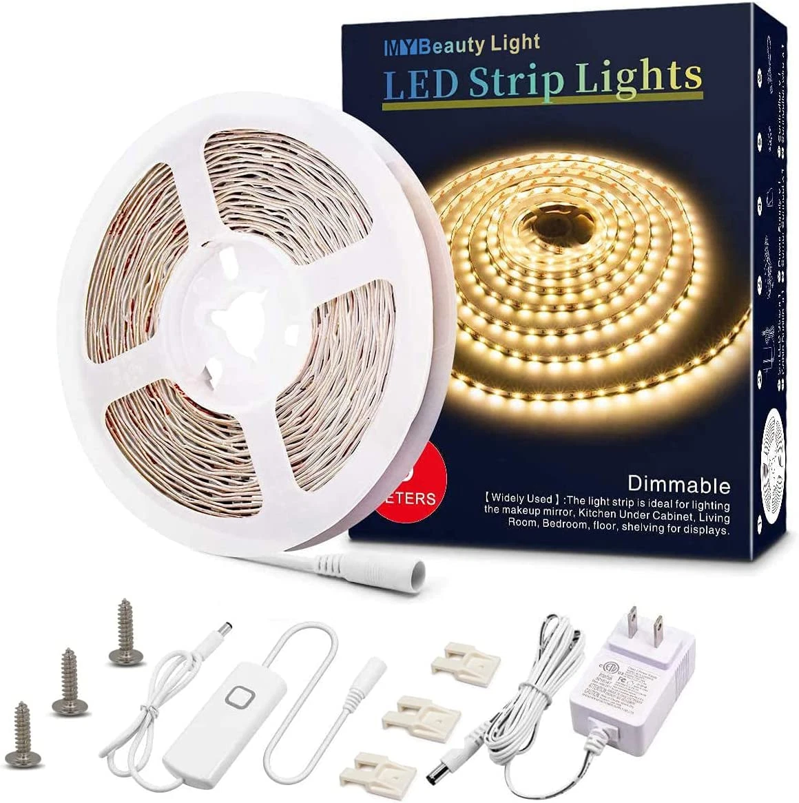 LED Strip Lights Warm White, 16.4Ft Dimmable LED Light Strip,12V Flexible LED Ro