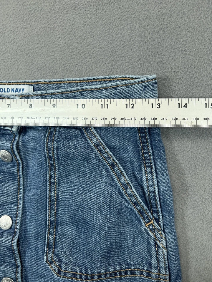 Old Navy 牛仔裙青少年大号 10 12 蓝色牛仔裤扣口袋女孩 — 第 2/4 张图片