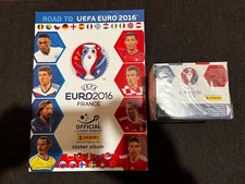 PANINI BOX DISPLAY BOX 50 POCHETTES ROAD TO EURO 2016 SEALED +EMPTY ALBUM