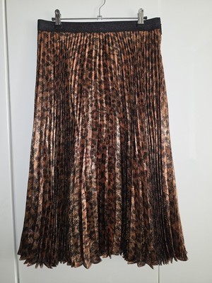 Christopher Kane Limited  Rock Midirock Plissee Seide Animalprint Metallic 38 M