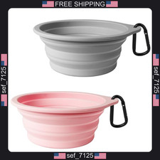 PetBonus 2-Pack Silicone Collapsible Dog Bowls BPA Free Travel Food Water Cups