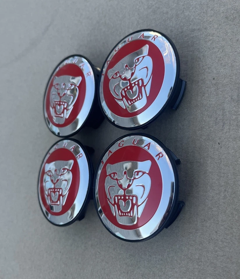 4X For JAGUAR Wheel Rim Center Caps S XJ XJ8 XF XK F Type F Pace Red Foto 3 de 4