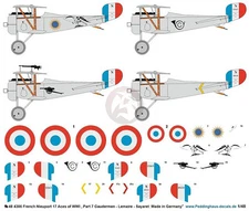Peddinghaus 1/48 Nieuport 17 Biplane Markings WWI French Aces #7 (4 planes) 4306