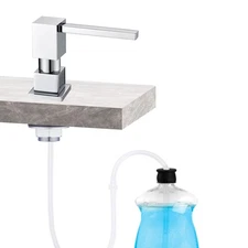 Dish Soap Dispenser Built in Sink Square Pump with 47'' Long Tube, Chrome Bra...