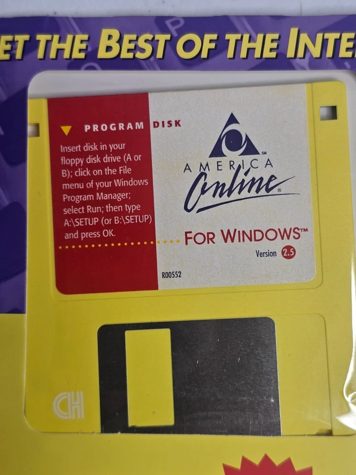 AOL 1996 America Online Version 2.5 Floppy Disk PC World Online Vtg Yellow Disk - Image 3 of 4