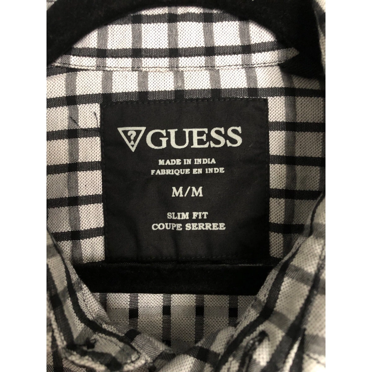 Camisa con botones GUESS para hombre calce medio ajustado manga larga a cuadros