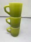 Vintage Anchor Hocking Fire King Green Stacking Coffee Mugs - Set of 3