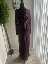 Women’s Burgundy Velvet Animal Print V-Neck Long Sleeve Maxi Dress Formal