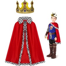 Rot Samt Prinz Umhang für Kinder - Ideal für Halloween, Karneval und Cosplay